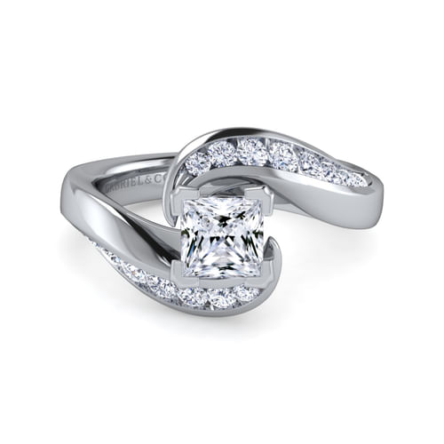 14K White Gold Princess Cut Diamond Channel Set Engagement Ring