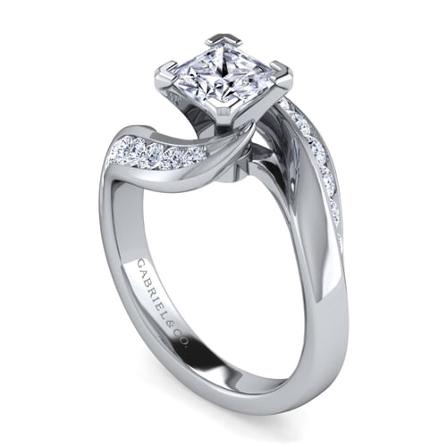 14K White Gold Princess Cut Diamond Channel Set Engagement Ring