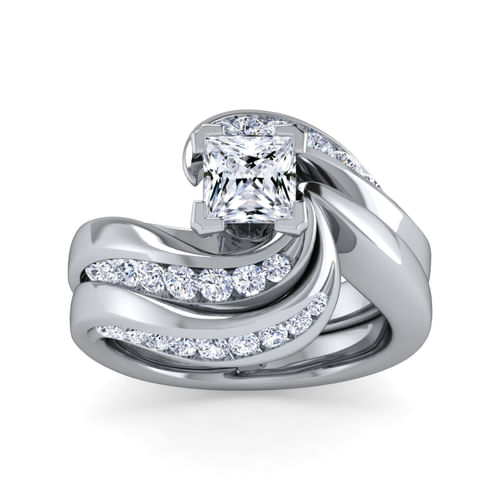 14K White Gold Princess Cut Diamond Channel Set Engagement Ring