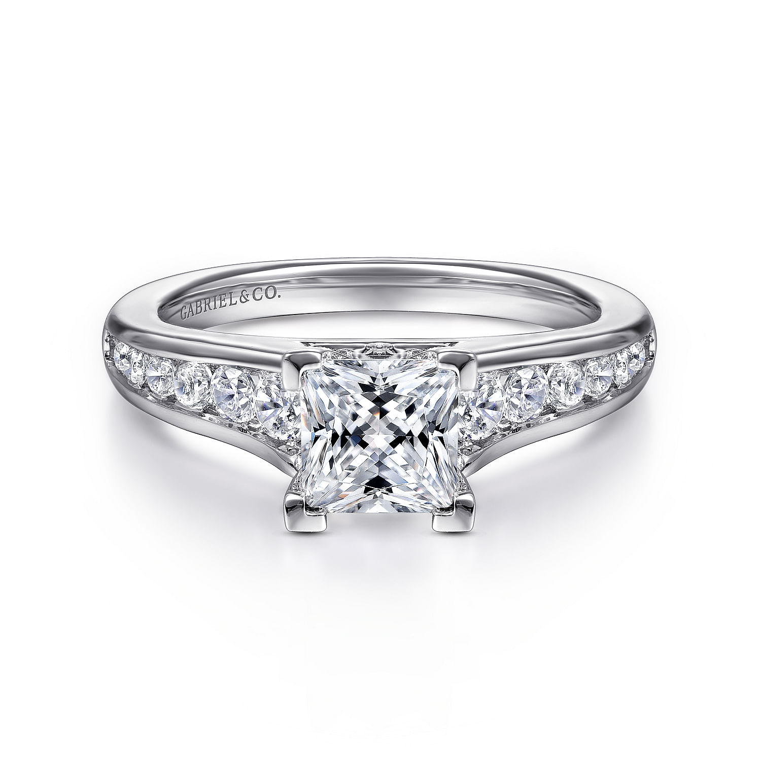 Gabriel - 14K White Gold Princess Cut Diamond Channel Set Engagement Ring