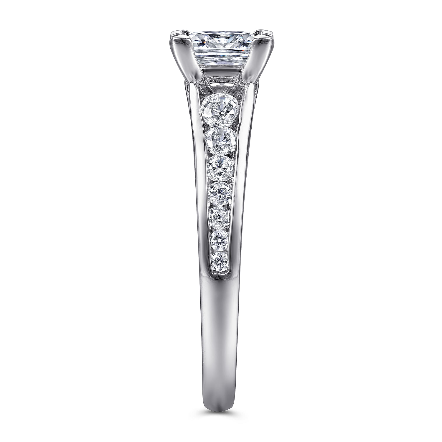 14K White Gold Princess Cut Diamond Channel Set Engagement Ring