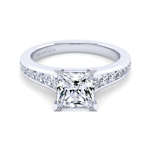 14K White Gold Princess Cut Diamond Channel Set Engagement Ring