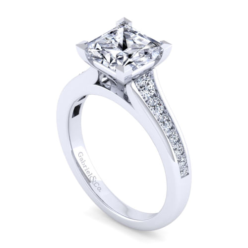 14K White Gold Princess Cut Diamond Channel Set Engagement Ring