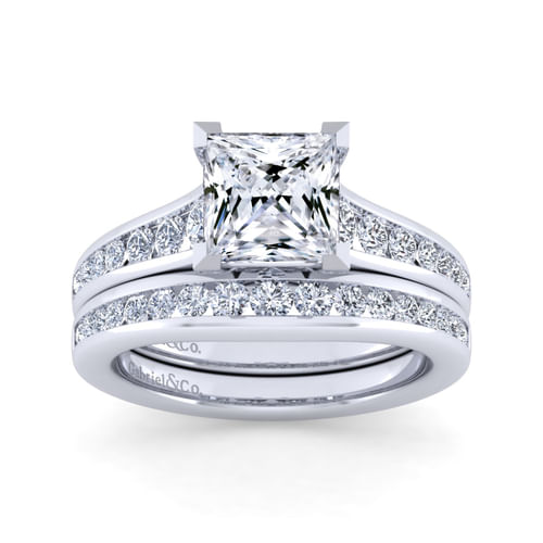 14K White Gold Princess Cut Diamond Channel Set Engagement Ring