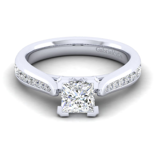 14K White Gold Princess Cut Diamond Channel Set Engagement Ring