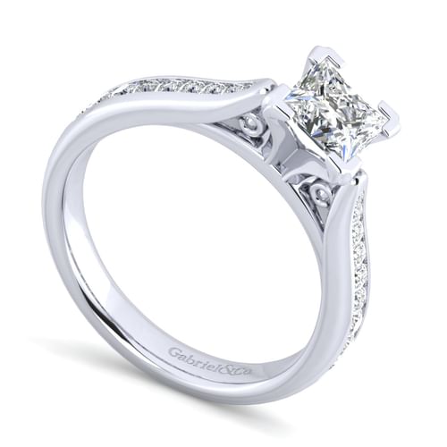 14K White Gold Princess Cut Diamond Channel Set Engagement Ring
