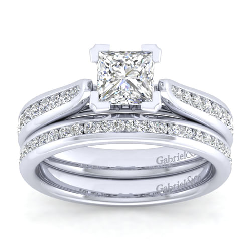 14K White Gold Princess Cut Diamond Channel Set Engagement Ring