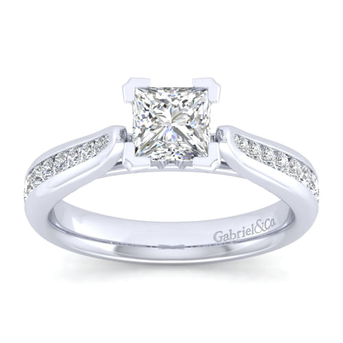 14K White Gold Princess Cut Diamond Channel Set Engagement Ring