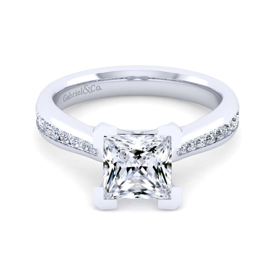 Gabriel - 14K White Gold Princess Cut Diamond Channel Set Engagement Ring