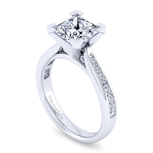 14K White Gold Princess Cut Diamond Channel Set Engagement Ring