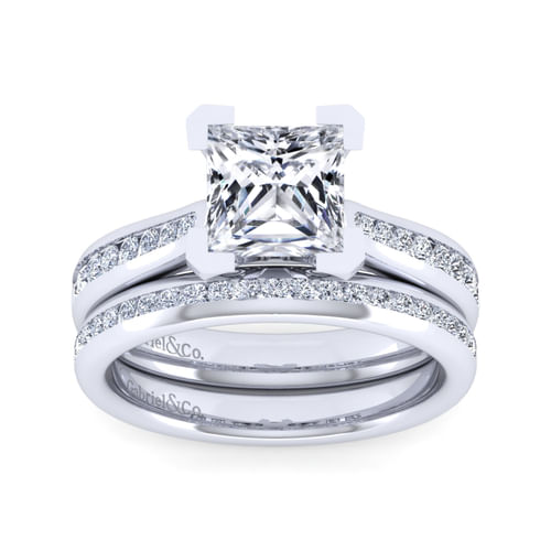 14K White Gold Princess Cut Diamond Channel Set Engagement Ring
