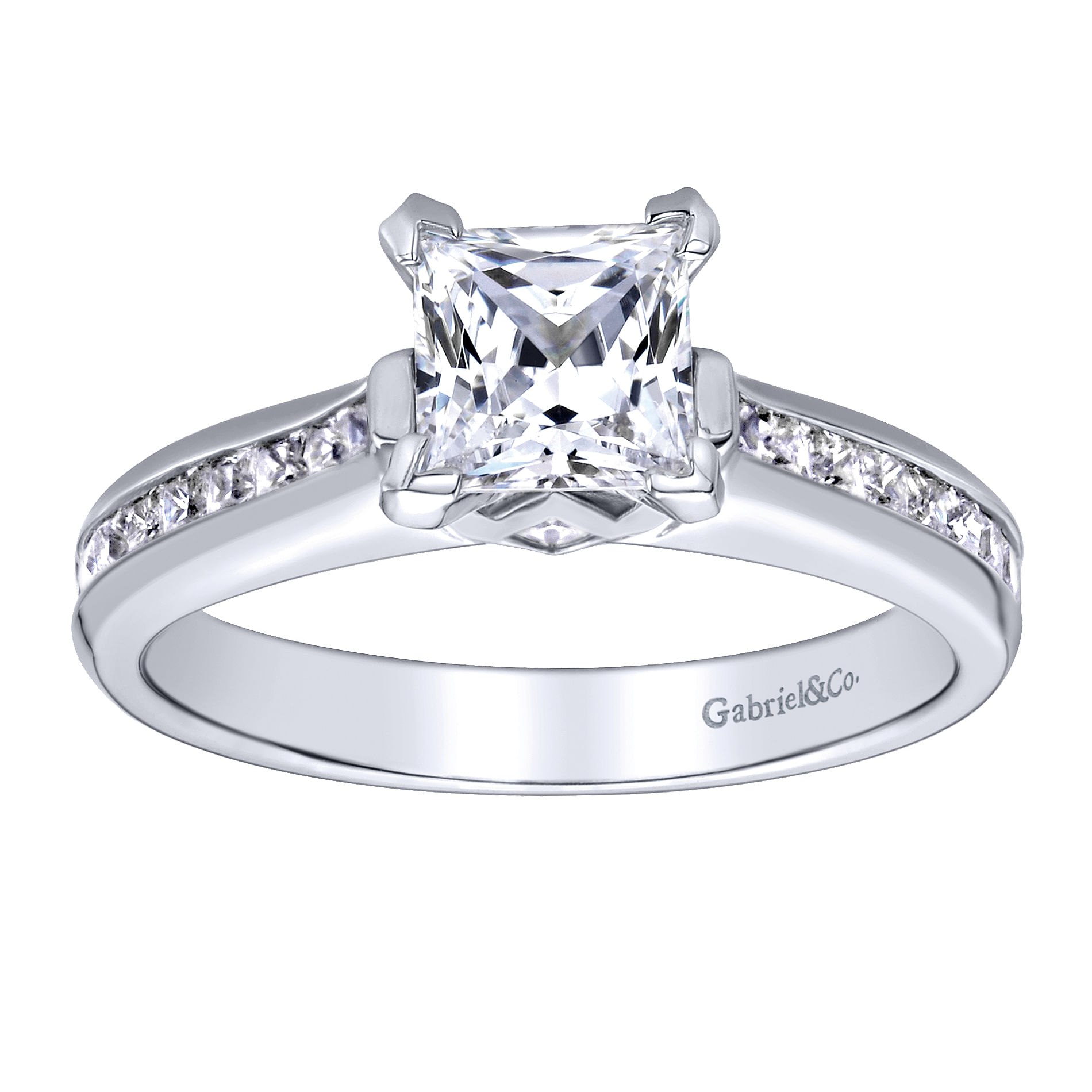 14K White Gold Princess Cut Diamond Channel Set Engagement Ring