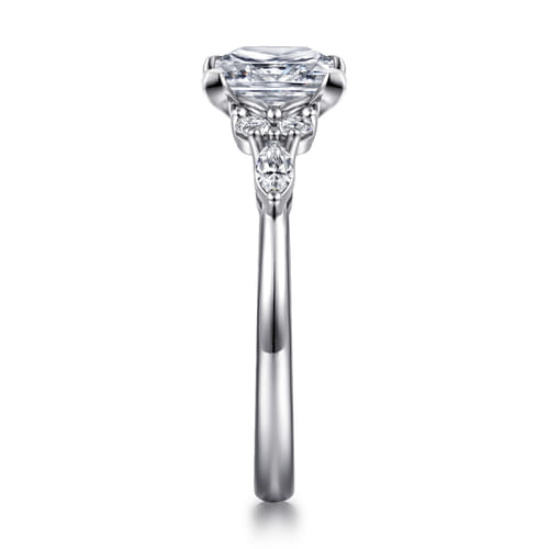 14K White Gold Princess Cut Diamond Cluster Engagement Ring