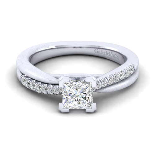 14K White Gold Princess Cut Diamond Engagement Ring
