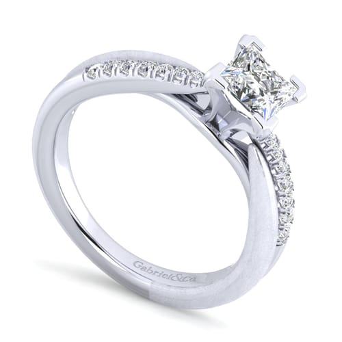 14K White Gold Princess Cut Diamond Engagement Ring