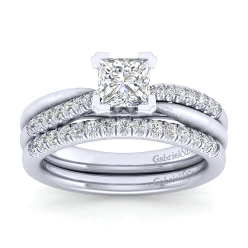 14K White Gold Princess Cut Diamond Engagement Ring