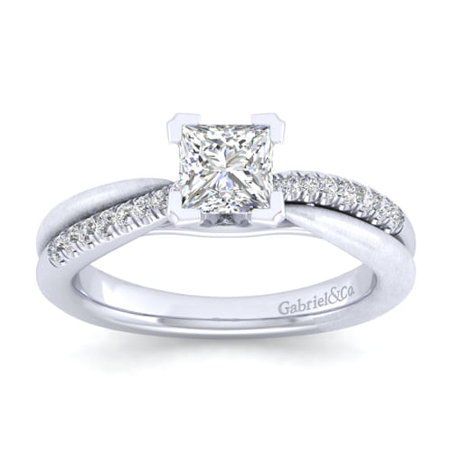 14K White Gold Princess Cut Diamond Engagement Ring
