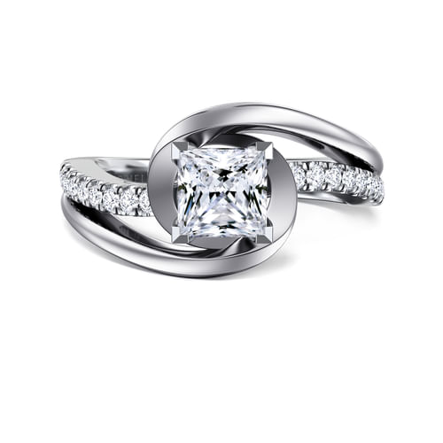 14K White Gold Princess Cut Diamond Engagement Ring