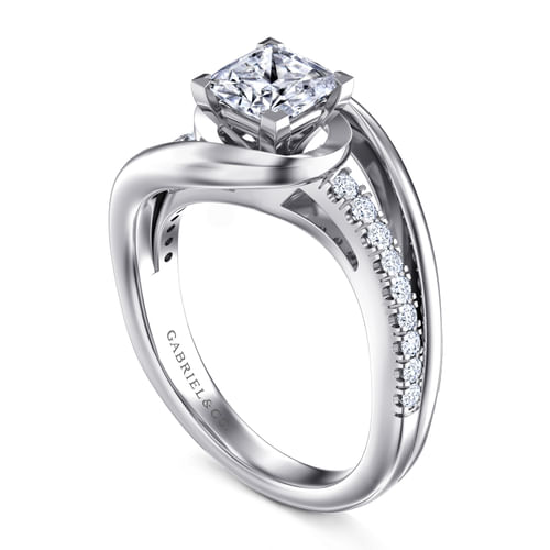 14K White Gold Princess Cut Diamond Engagement Ring