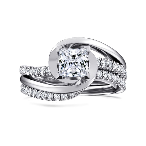 14K White Gold Princess Cut Diamond Engagement Ring