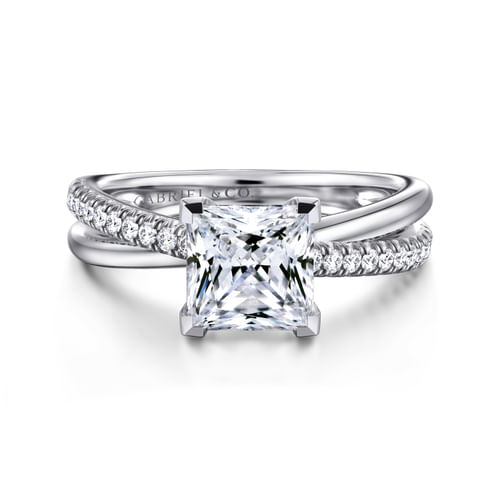 14K White Gold Princess Cut Diamond Engagement Ring