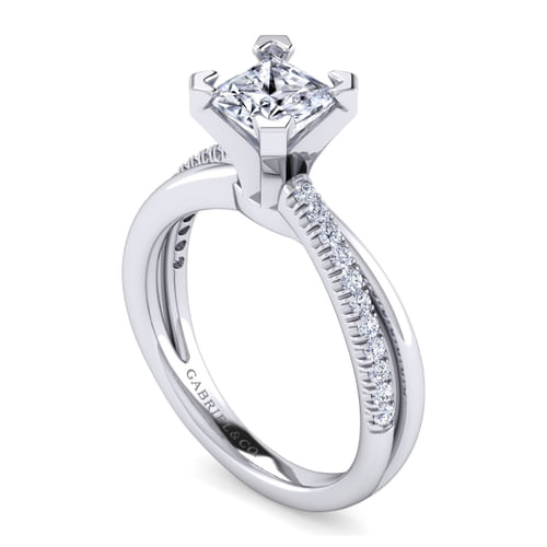 14K White Gold Princess Cut Diamond Engagement Ring