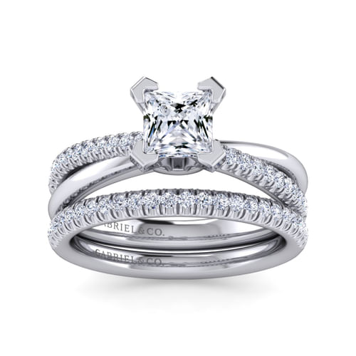 14K White Gold Princess Cut Diamond Engagement Ring