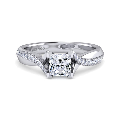 14K White Gold Princess Cut Diamond Engagement Ring