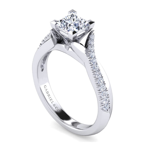 14K White Gold Princess Cut Diamond Engagement Ring