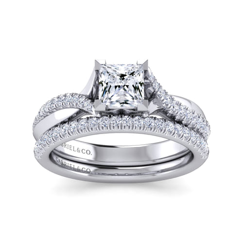 14K White Gold Princess Cut Diamond Engagement Ring