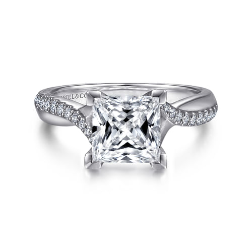 14K White Gold Princess Cut Diamond Engagement Ring