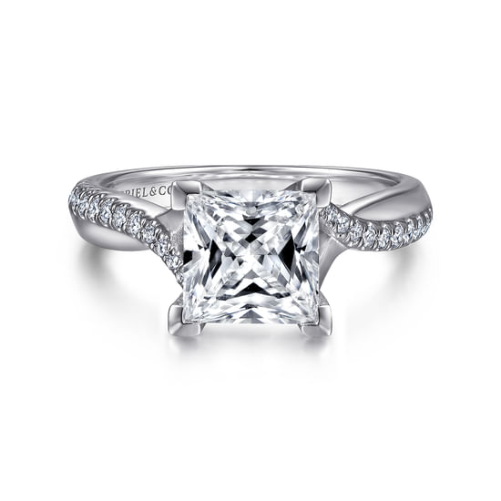 Gabriel - 14K White Gold Princess Cut Diamond Engagement Ring