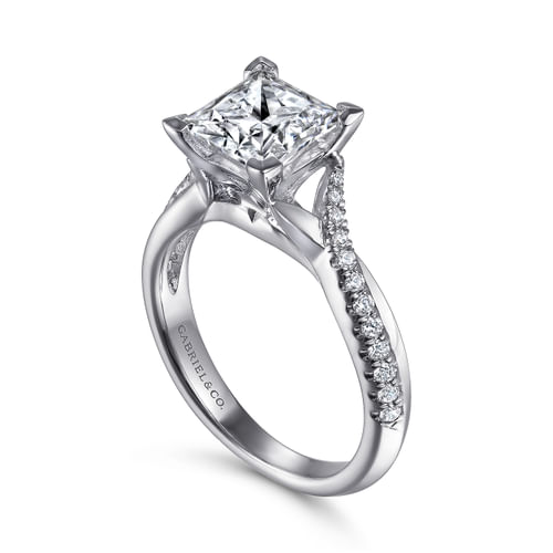 14K White Gold Princess Cut Diamond Engagement Ring