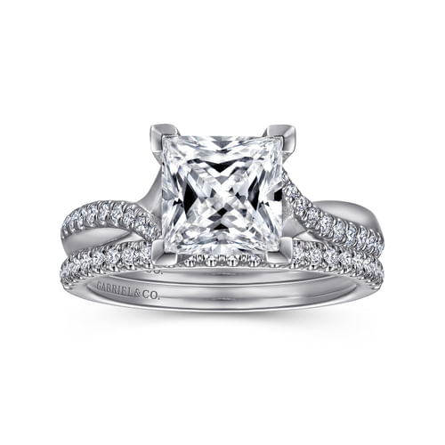 14K White Gold Princess Cut Diamond Engagement Ring