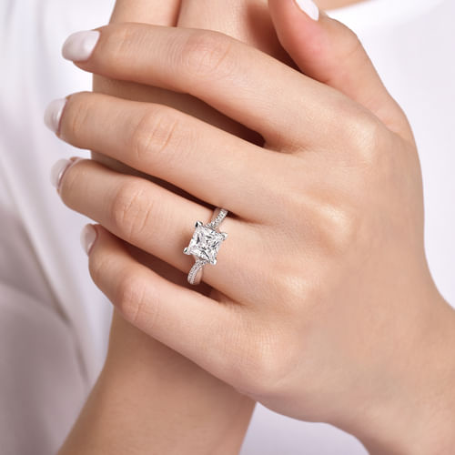 14K White Gold Princess Cut Diamond Engagement Ring