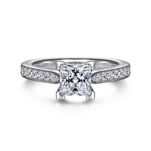 14K White Gold Princess Cut Diamond Engagement Ring