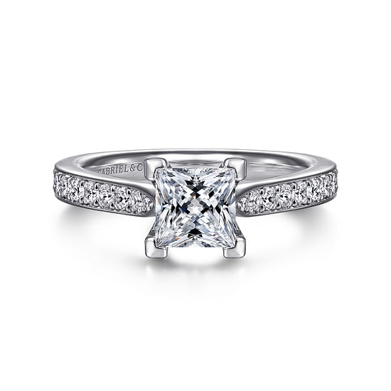 Gabriel - 14K White Gold Princess Cut Diamond Engagement Ring