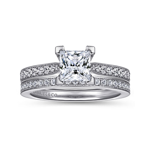 14K White Gold Princess Cut Diamond Engagement Ring