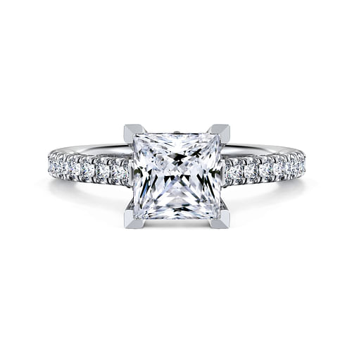 14K White Gold Princess Cut Diamond Engagement Ring