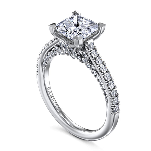 14K White Gold Princess Cut Diamond Engagement Ring