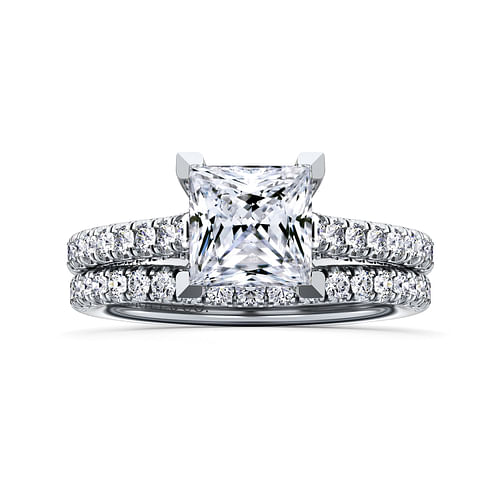 14K White Gold Princess Cut Diamond Engagement Ring