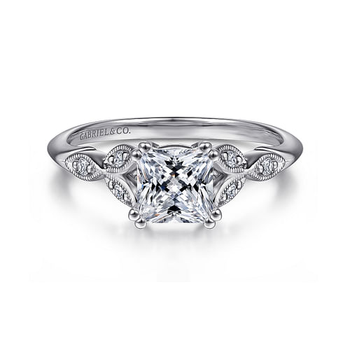 14K White Gold Princess Cut Diamond Engagement Ring