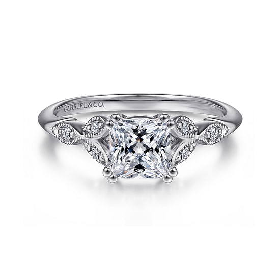 Gabriel - 14K White Gold Princess Cut Diamond Engagement Ring