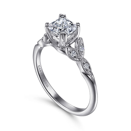 14K White Gold Princess Cut Diamond Engagement Ring