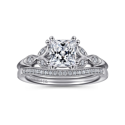 14K White Gold Princess Cut Diamond Engagement Ring