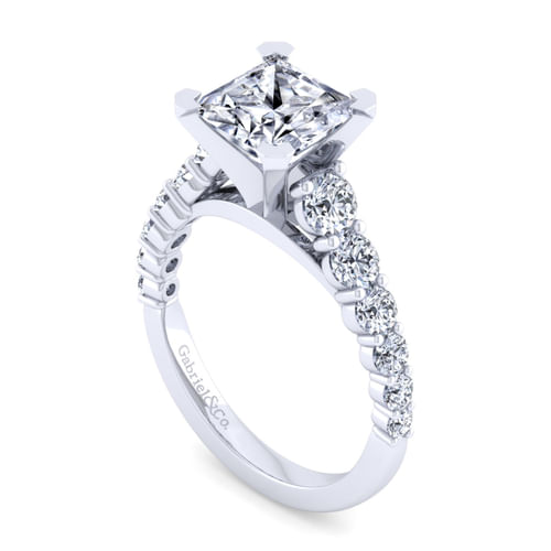 14K White Gold Princess Cut Diamond Engagement Ring