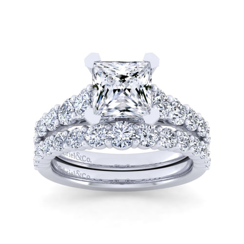 14K White Gold Princess Cut Diamond Engagement Ring