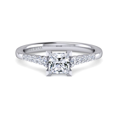 14K White Gold Princess Cut Diamond Engagement Ring