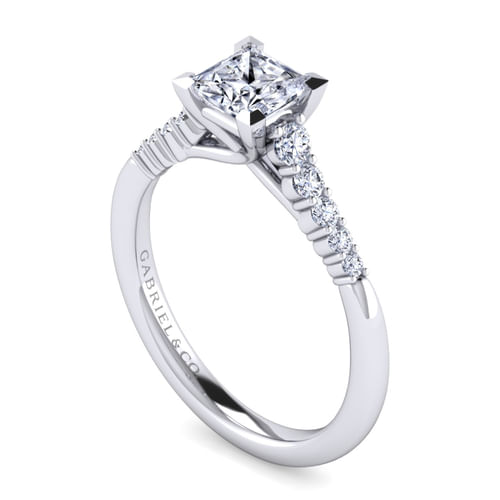 14K White Gold Princess Cut Diamond Engagement Ring