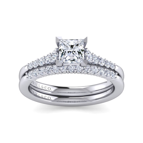 14K White Gold Princess Cut Diamond Engagement Ring